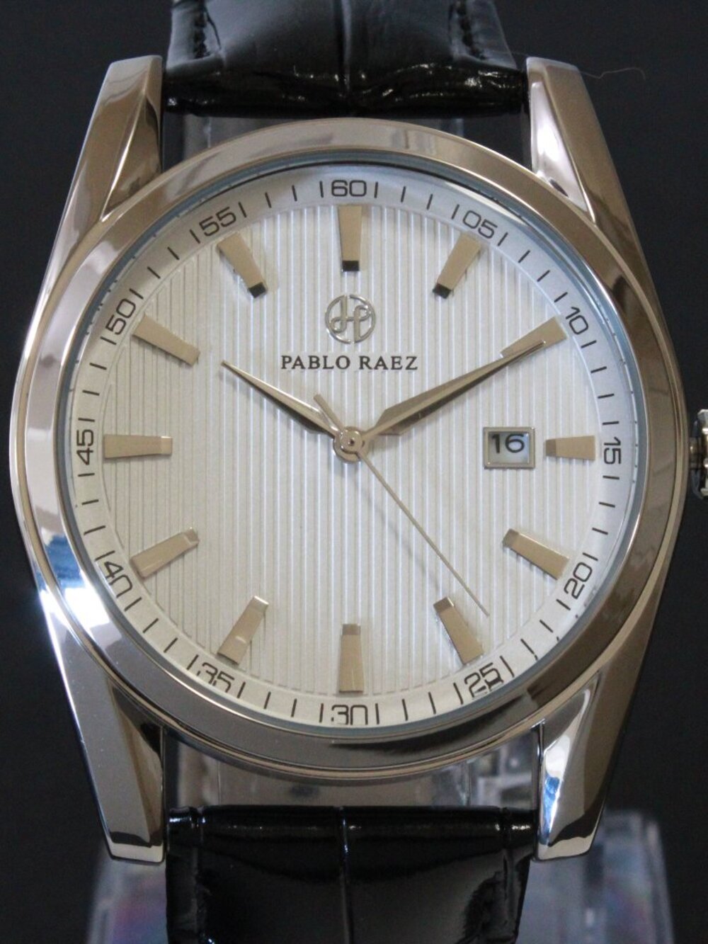 Men's Contemporary Dress Textured Dial Raised Indices Date Complication 41mm - Picture 6 of 10